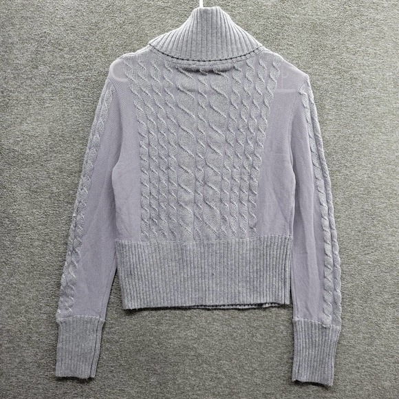 Lucy Paris Womens Large Gray Cable Knit Ribbed Turtle Neck Sweater NWT - Picture 4 of 13